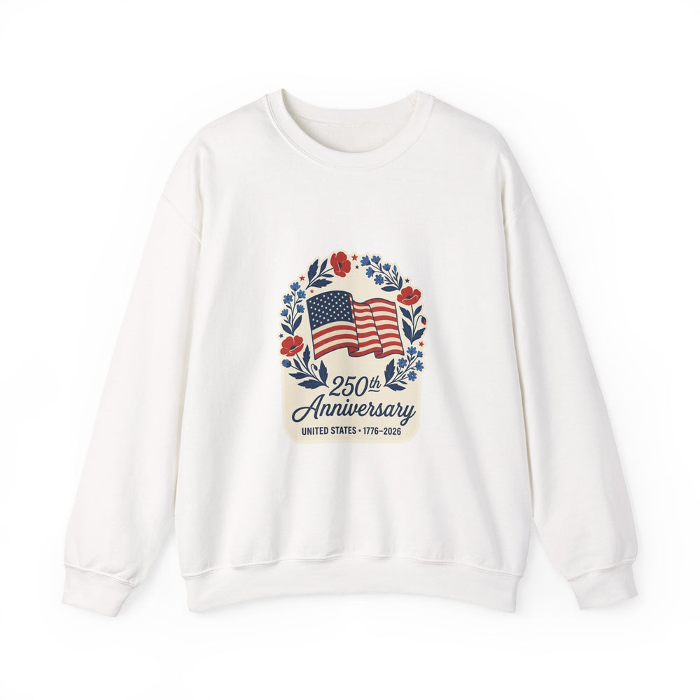 250th Anniversary American Flag Wreath Sweatshirt | 4th of July Patriotic Apparel
