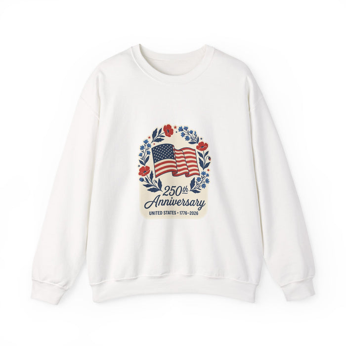 250th Anniversary American Flag Wreath Sweatshirt | 4th of July Patriotic Apparel