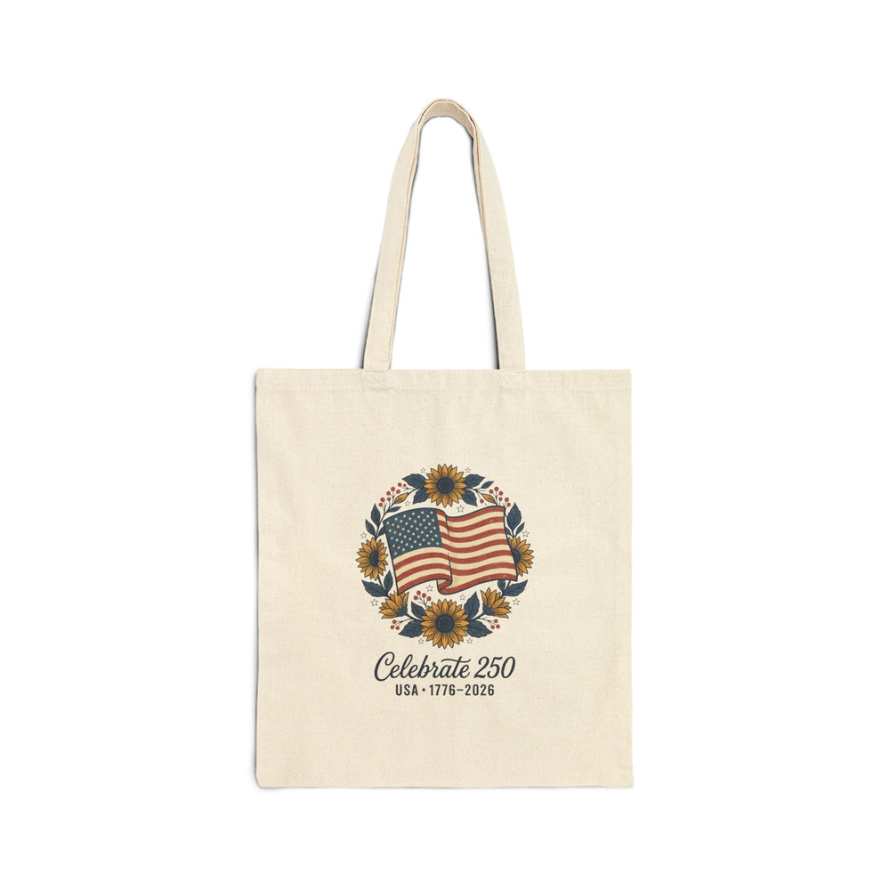 Celebrate 250 Flag Wreath Tote | 1776-2026 Patriotic Canvas
