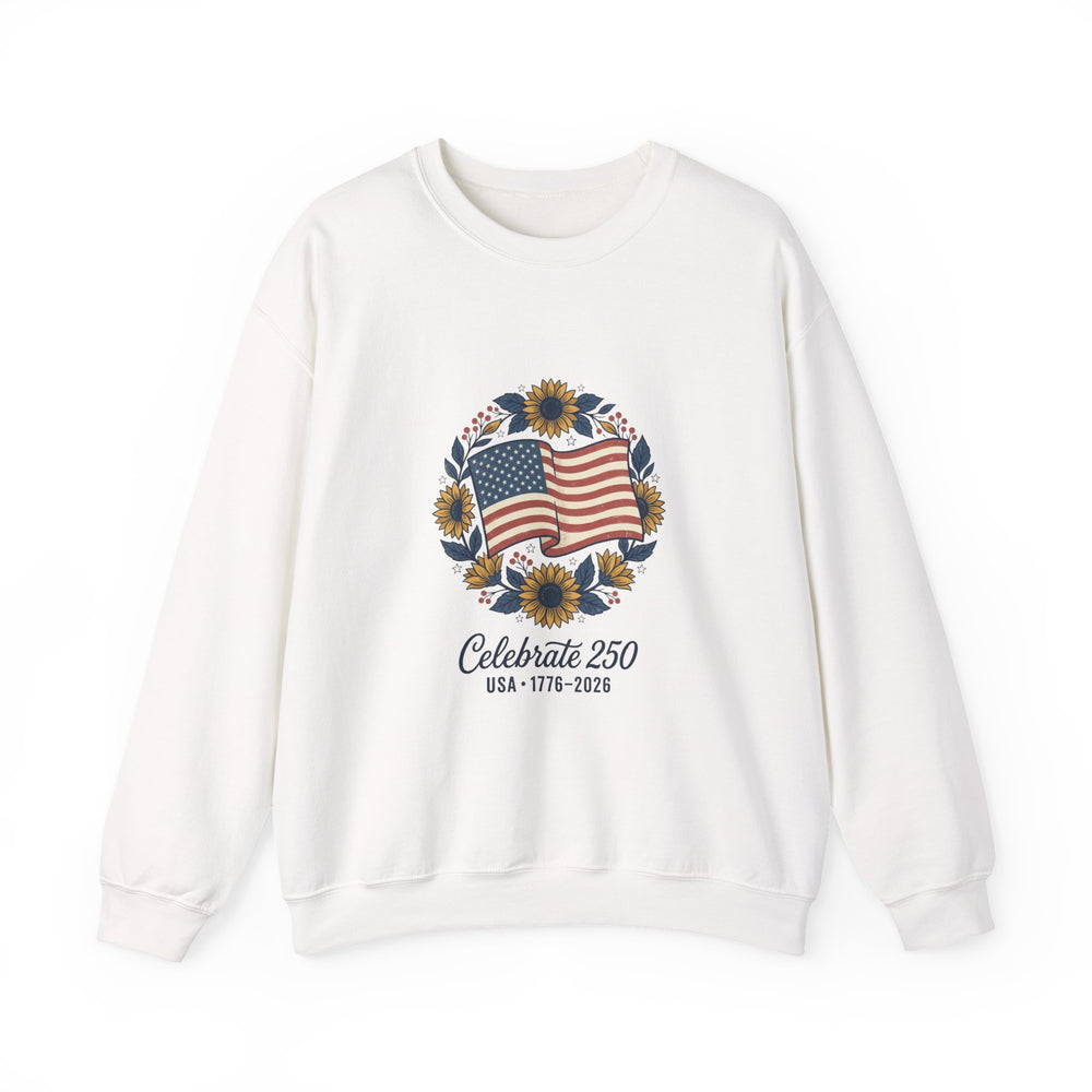 Celebrate 250 USA Crewneck Sweatshirt | 4th of July Patriotic Anniversary
